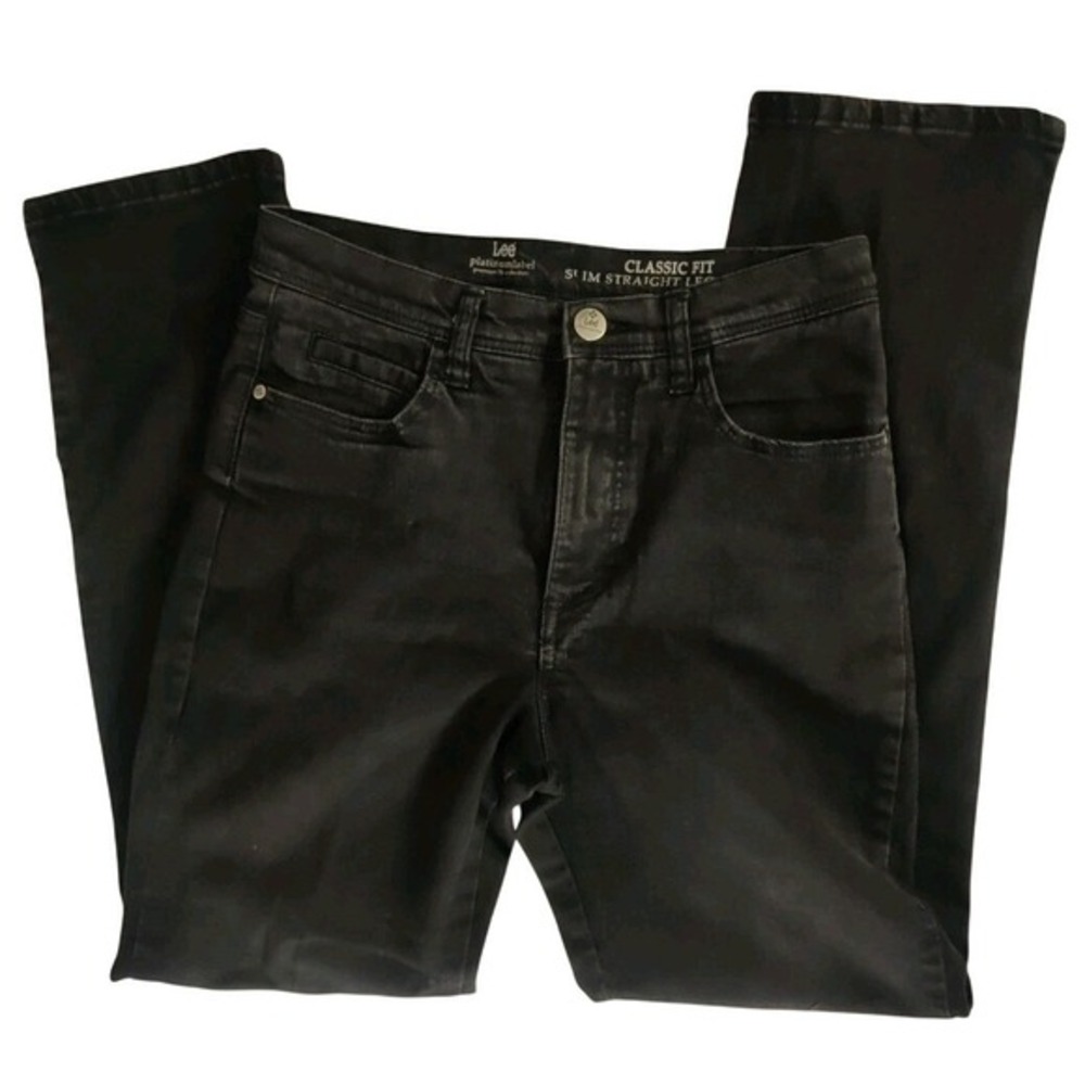 Lee Platinum‎ Label Jeans Classic Fit Straight Leg Black Misses 6 Short Stretch